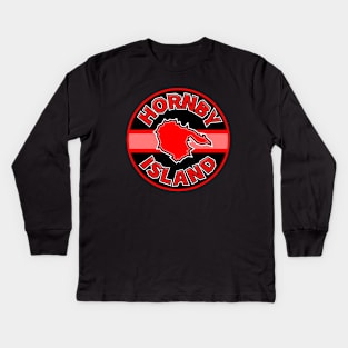 Hornby Island Classic Round Design - Bold Crimson Red - Hornby Island Kids Long Sleeve T-Shirt